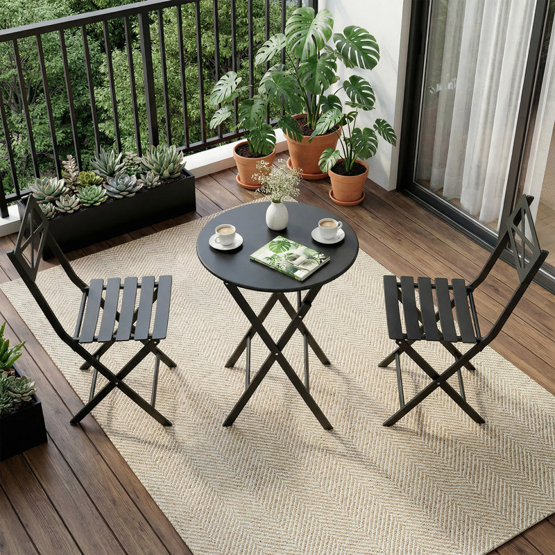 Patio Dining Set Table,, Black, Black