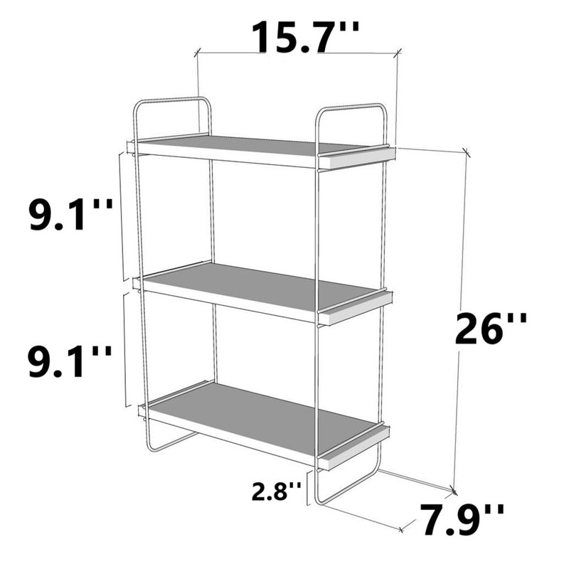 Modern Wall Shelf, Atlantic Pine Finish, 15.7 x 25.9 x 7.9 inches | 100% Melamine Coated Particle Board, 100% Metal Frame | Multiple Shelves, Wall-Mountable, Perfect for Novelty & Industrial Home Decor