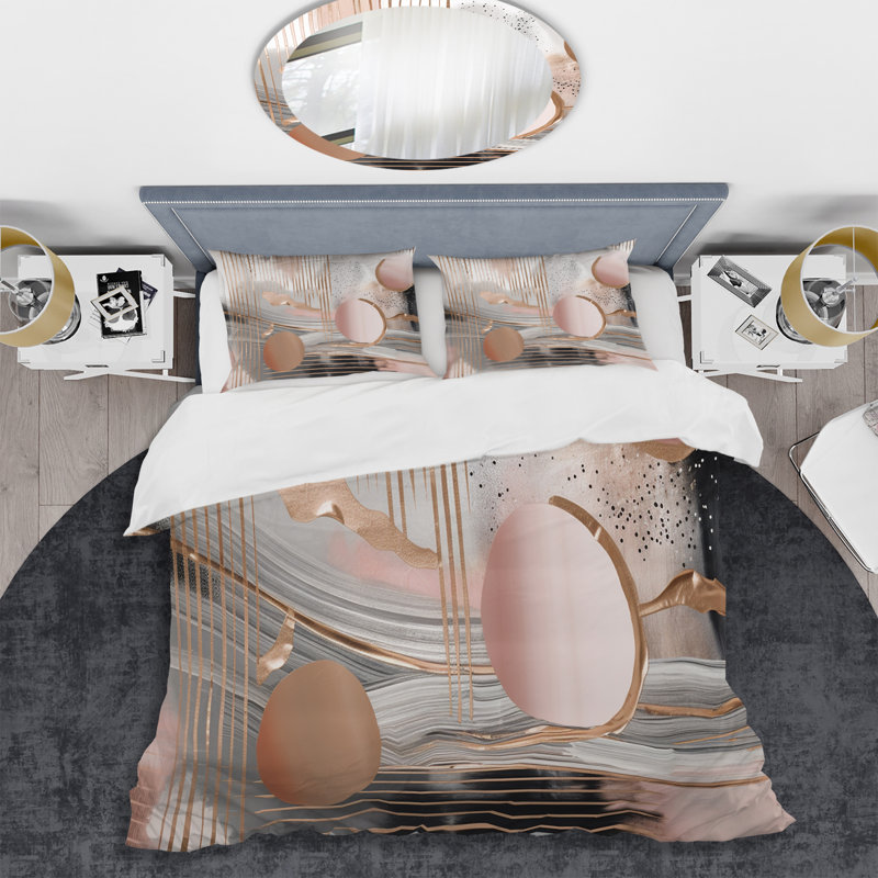 Ensemble de housse de couette en microfibre / polyester rose, Housse de couette pour très grand lit et 2 très