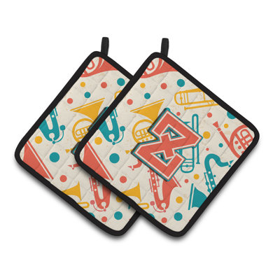 Instruments de musique rétro Potholder