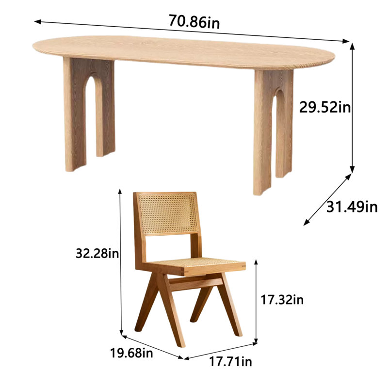 Ensemble de salle à manger ovale, H 29,52 po x L 70,86 po x l 31,49 po, Table, 4 chaises