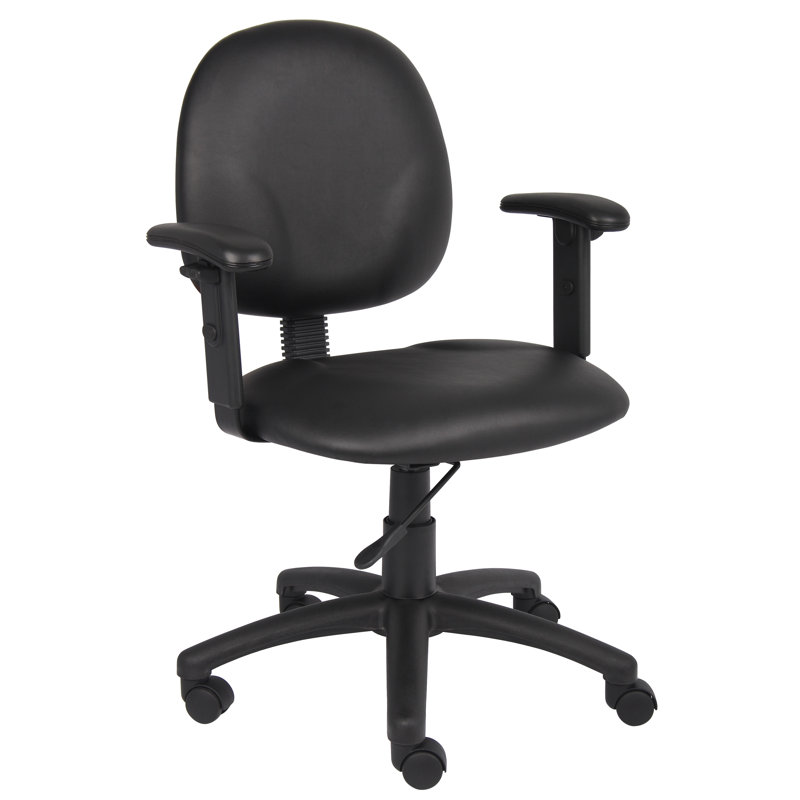Black Ergonomic Vinyl Task Chair with Adjustable Arms