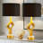 23"  Modern Double Head Gold Table Lamp with USB Charging Ports Dual-Layer Marble Base (set of 2)