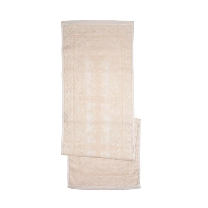 Ivory and Taupe Linen Arboretum Table Runner 20" x 68"
