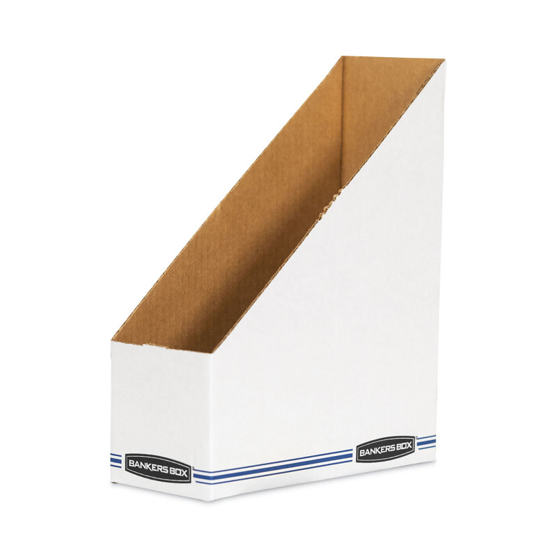 White Corrugated Cardboard Magazine Holder, 4 x 9.25 x 11.75