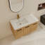 Ensemble de meuble-lavabo mural simple 36 po avec lavabo supérieur en résine gauche, meuble-lavabo flottant avec porte et tablette à fermeture en douceur-755637824