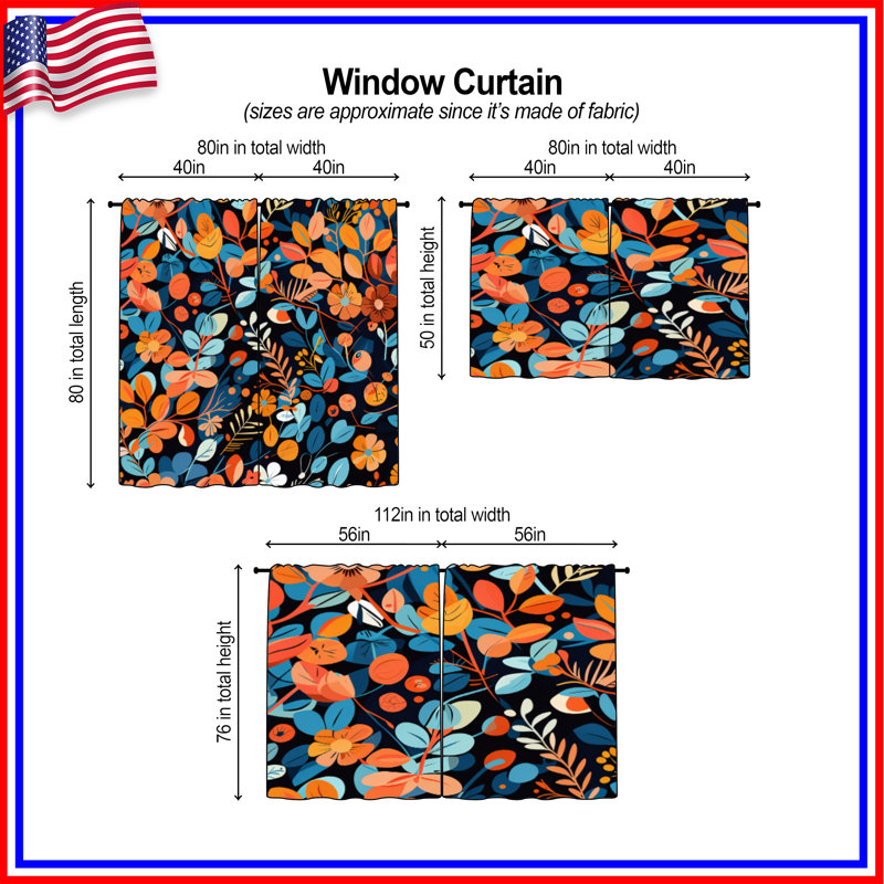Motif de rideaux de fenêtre à motif floral transparent et obscurcissant - 2 panneaux, Obscurcissement de chambre