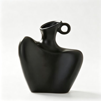 Modern Black Ceramic Collarbone Vase, Abstract Body Sculpture Vase for Home Decor, Living Room Entryway Table Centerpiece