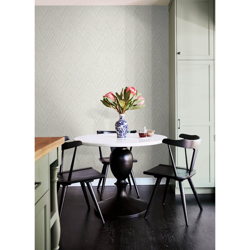 Lainey Green Stitched Chevron Wallpaper, Gray