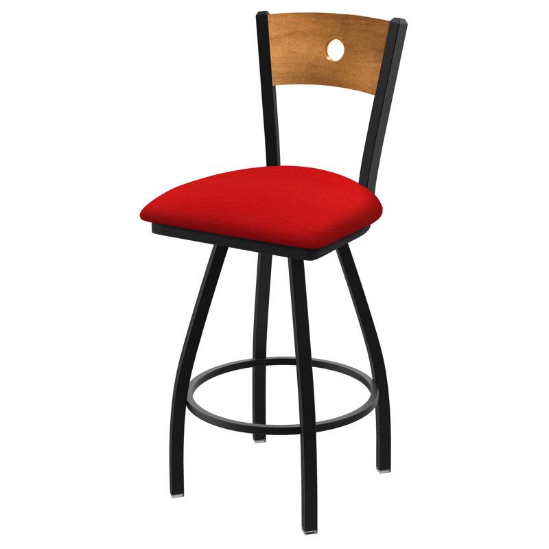 Tabouret pivotant Voltaire, Érable moyen, Noir froissé, Siège Canter rouge / dossier moyen en érable