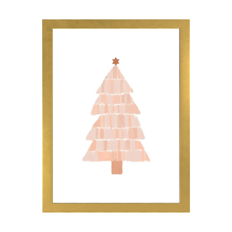 "Arbre de Noël" par Orara studio, reproduction d’art, H 24 po x l 16 po x P 1 po, Papier encadré doré, Blanc