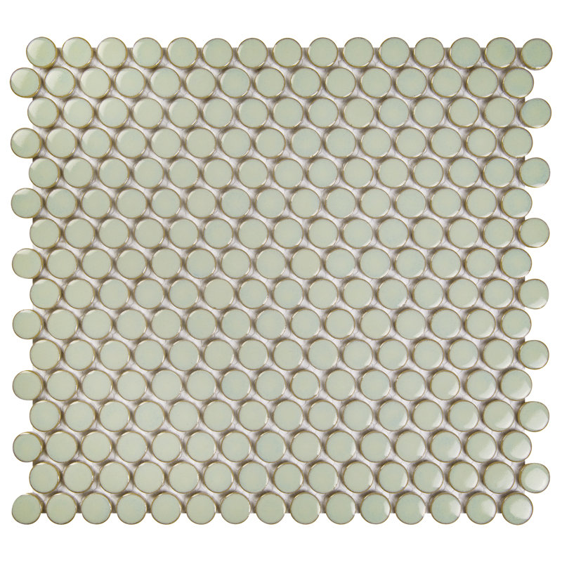 Ceramic Penny Round Mosaic Wall & Floor Tile, Light Green