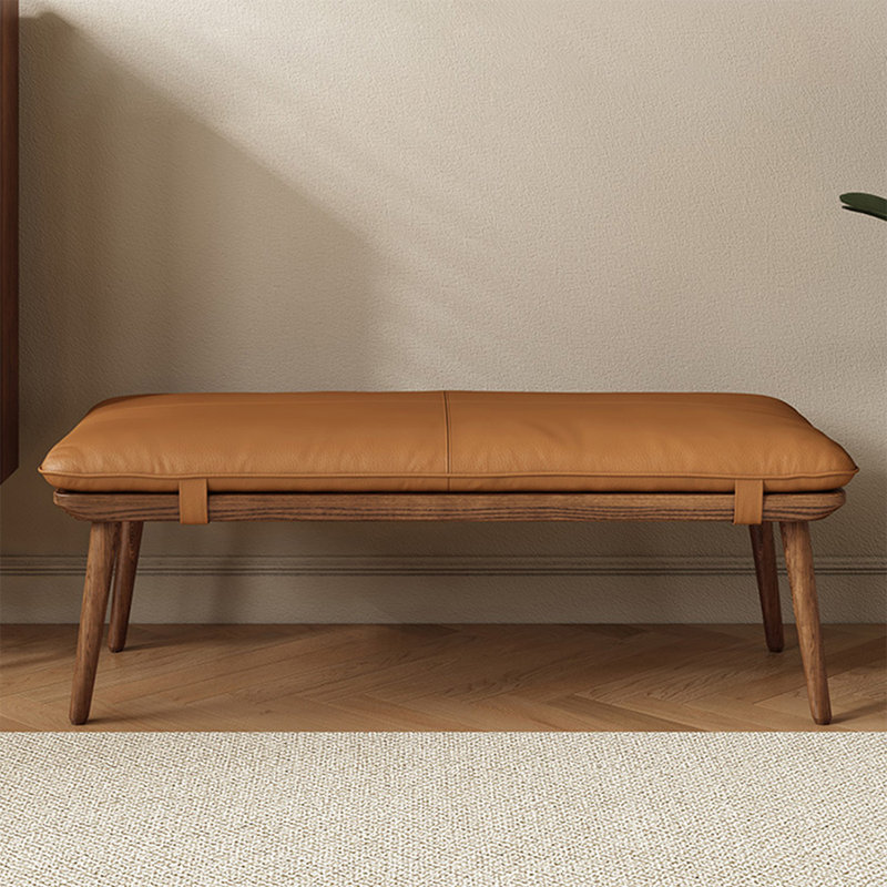 Banc rembourré brun, H 14,96 po x l 39,37 po x P 14,96 po