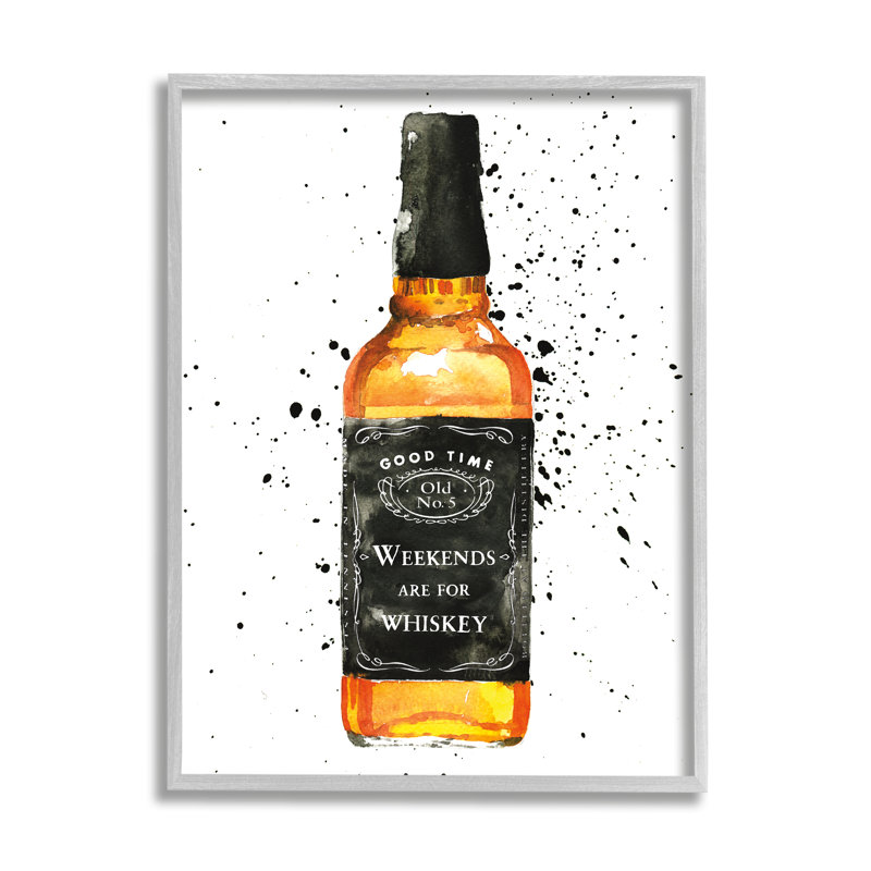 «Weekends Are For Whiskey» citation bouteille d'alcool, H 20 po x l 16 po, Estampe numérique Farmhouse