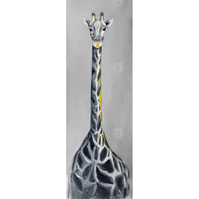 Girafe bleu acier - Toile avec cadre