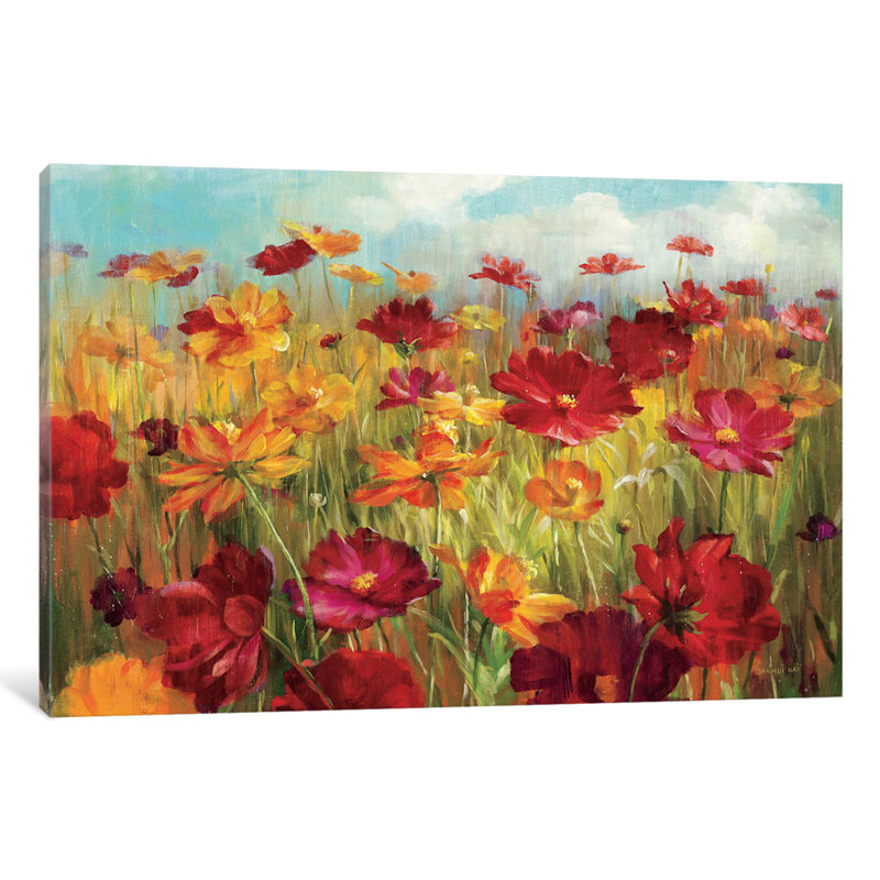 " Cosmos In The Field " by Danhui Nai, 18" H x 26" W x 1.5" D