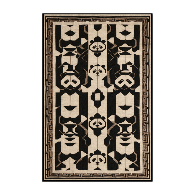 Tapis art déco brun lavable à la machine, Rectangle 2 pi x 3 pi
