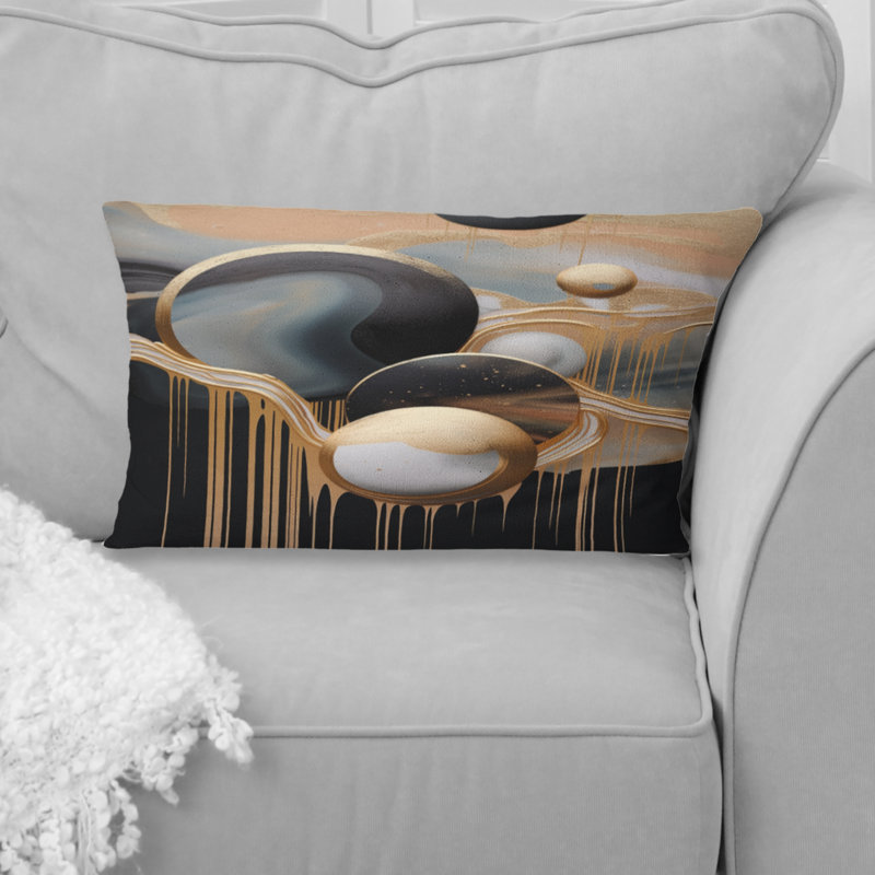Coussin décoratif doré et noir Mystic Mulange V - Formes abstraites