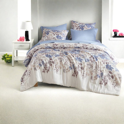 Comfortable Polyester Bedding Sets, Blue Floral Design For Home Use