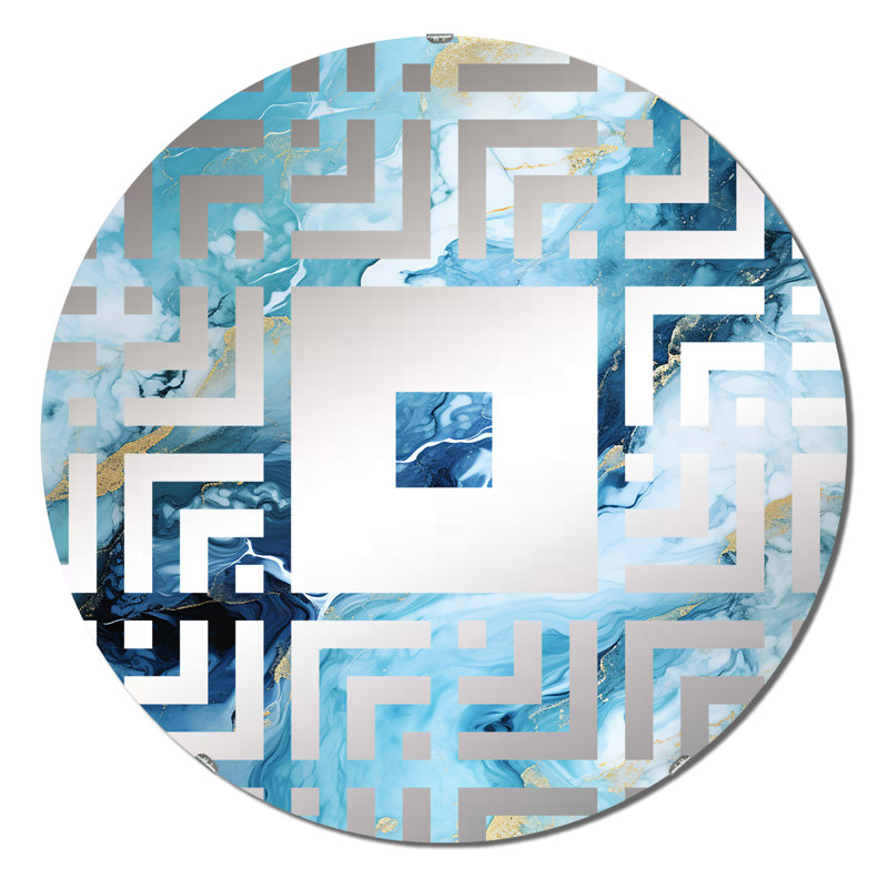 Miroir mural carré Coastal Blue Elegant Marble Shore, 31,4 po x 31,4 po