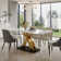 Dashon Modern Rectangular Sintered Stone Dining Table with Gold Stainless Steel Base