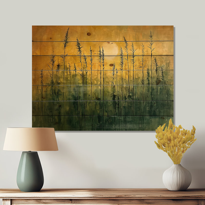 Golden Glow Of Bamboo Forest I - Impression sur bois de bambou - sur bois de pin naturel, H 30 po x l 40 po x P 0,78 po