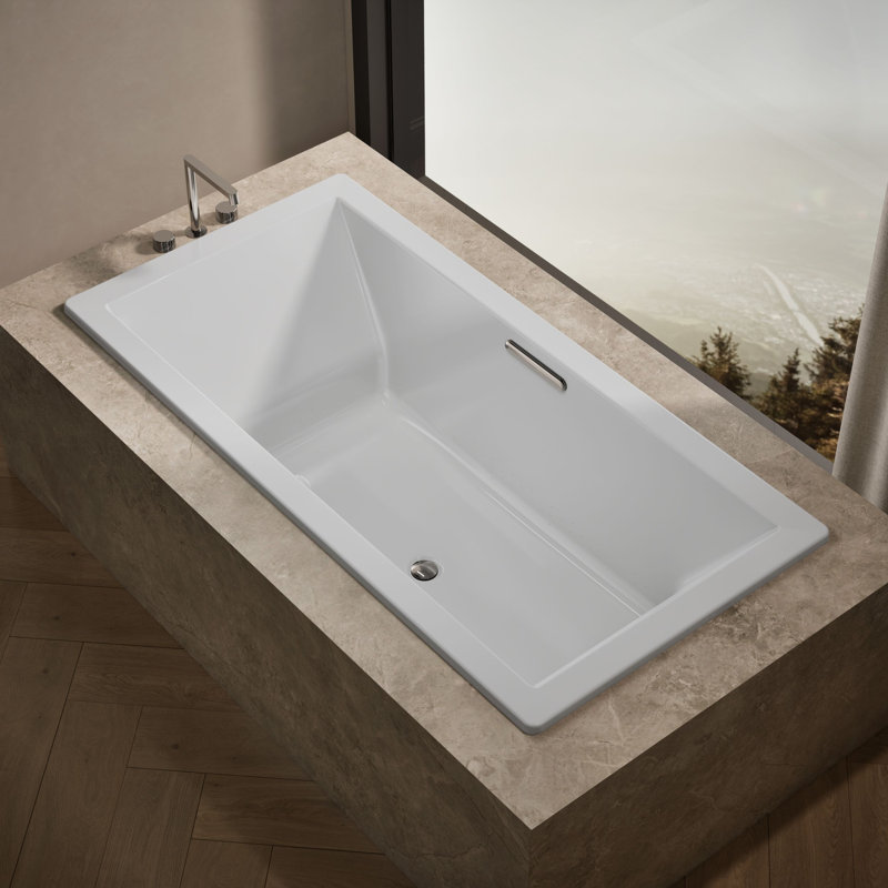 Underscore Rectangle 72" x 36" Heated Bubblemassage Air Bath with Center Drain, White