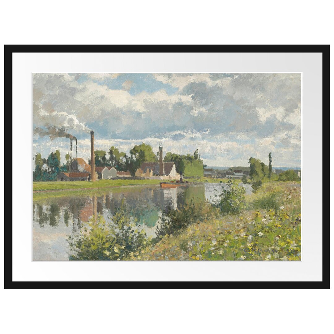 Gerahmter Kunstdruck Usine Au Bord De L'Oise Saint-Ouen-l'Aumône von Camille Pissarro