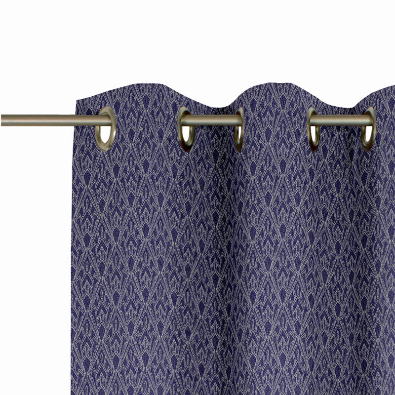 Wybrone Urban Cactus Eyelet Opaque Curtain, 145 W x 245 D cm, Dark Blue/White