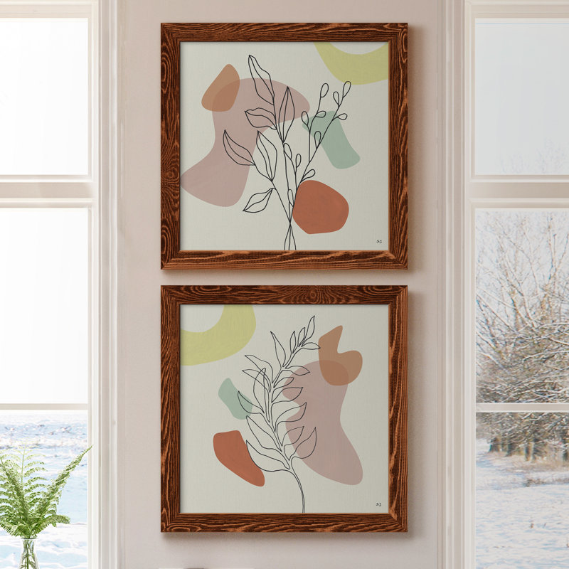 «Growing Strong I», ensemble de 2 peintures, Papier encadré érable, H 17 po x l 34 po x P 1,5 po