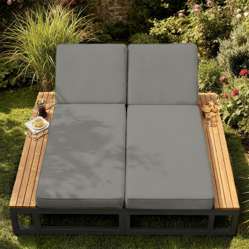159cm Wide Straight Metal Patio Daybed, Grey
