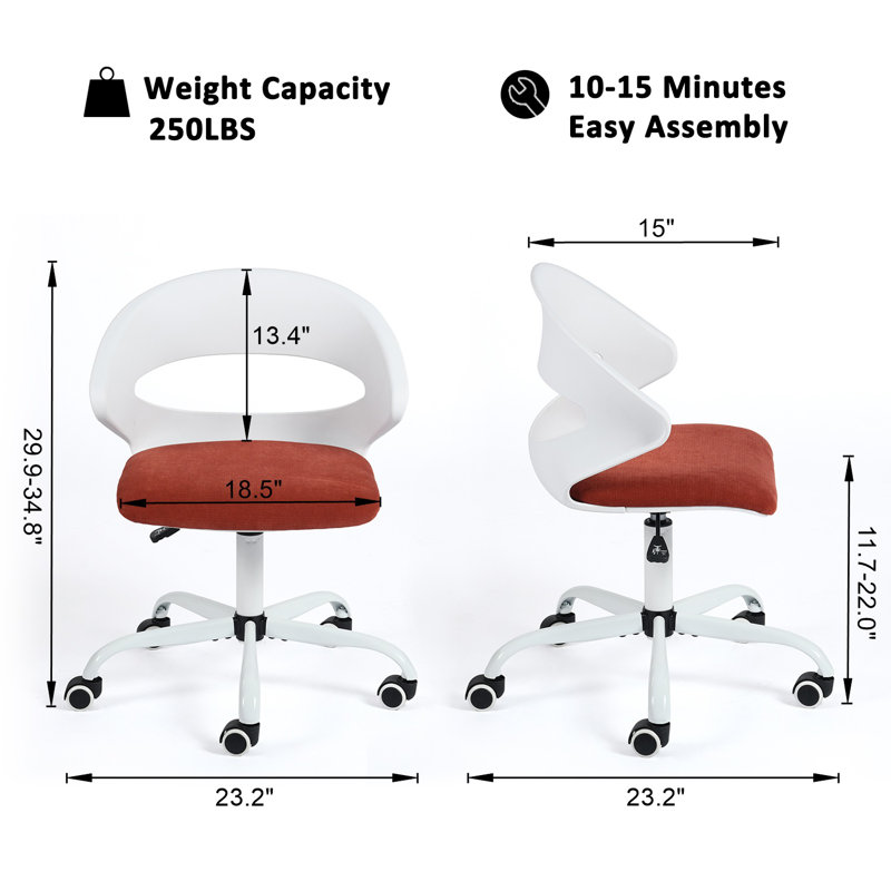 Oneman Modern Office Chair Low Back Ergonomic Desk Chair, Peppery
