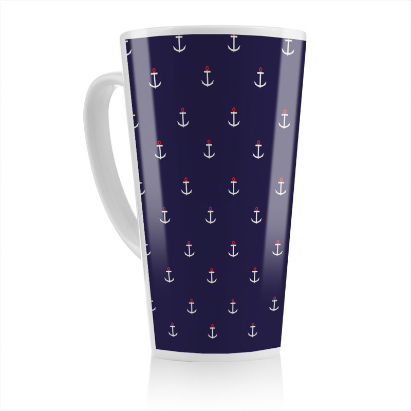 White Anchors On Latte Mug