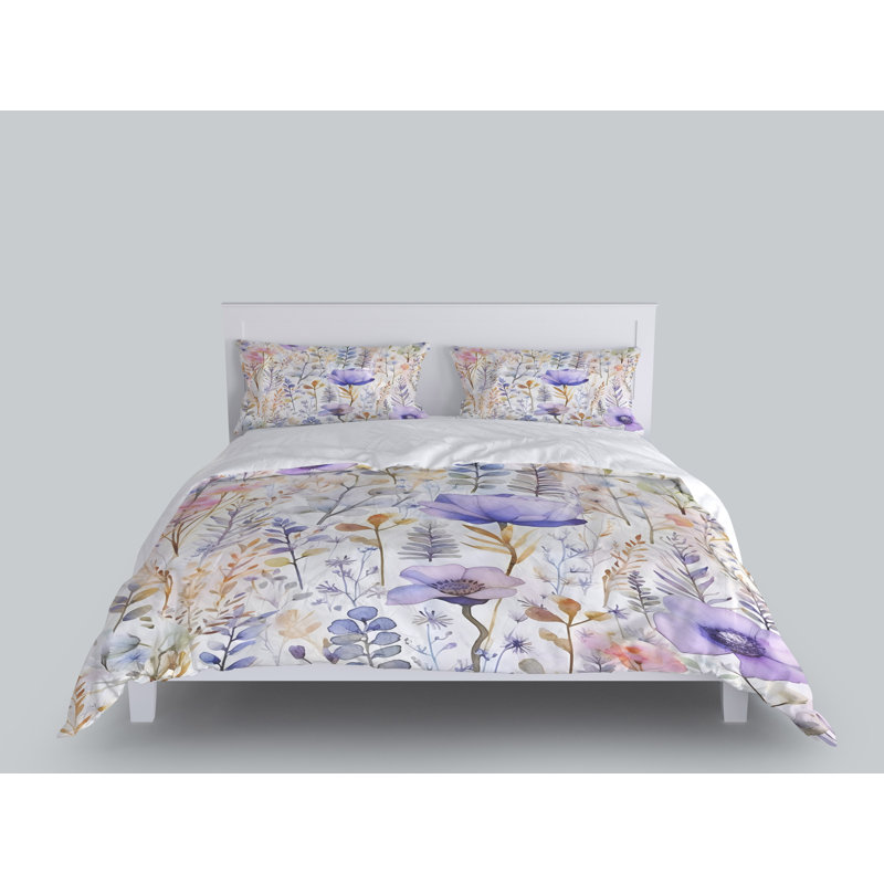 Floral Duvet Cover, King Duvet Cover + 2 King Shams