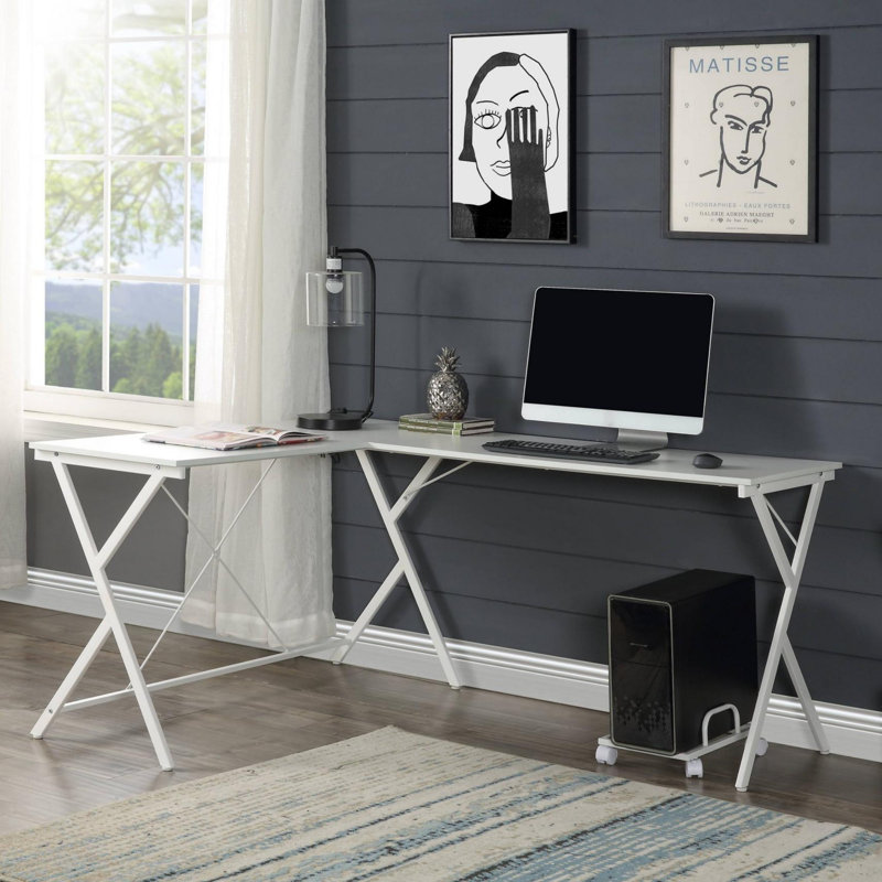 Bureau d'ordinateur en L Photiades, Blanc, H 28 po x l 62 po x P 47 po