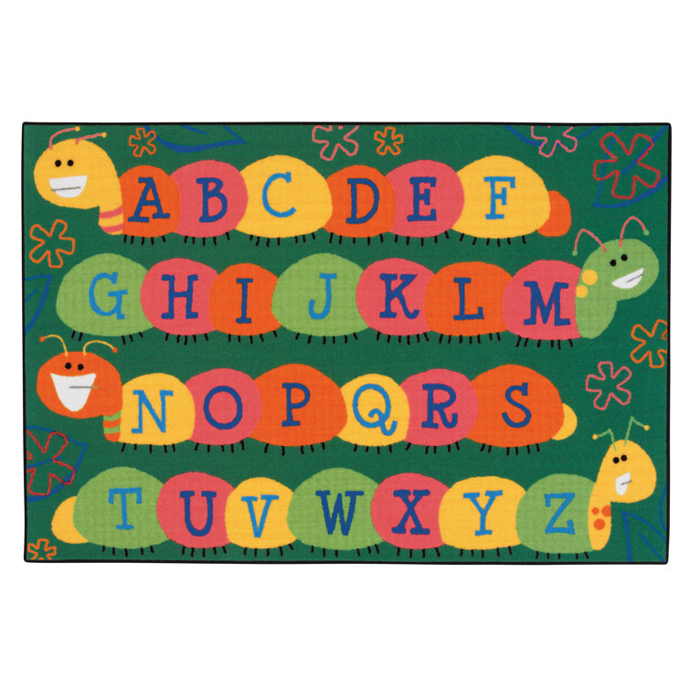 Caterpillar Friends Literacy KID$ Value Rugs™ Tufted Nylon Washable Green Area Rug