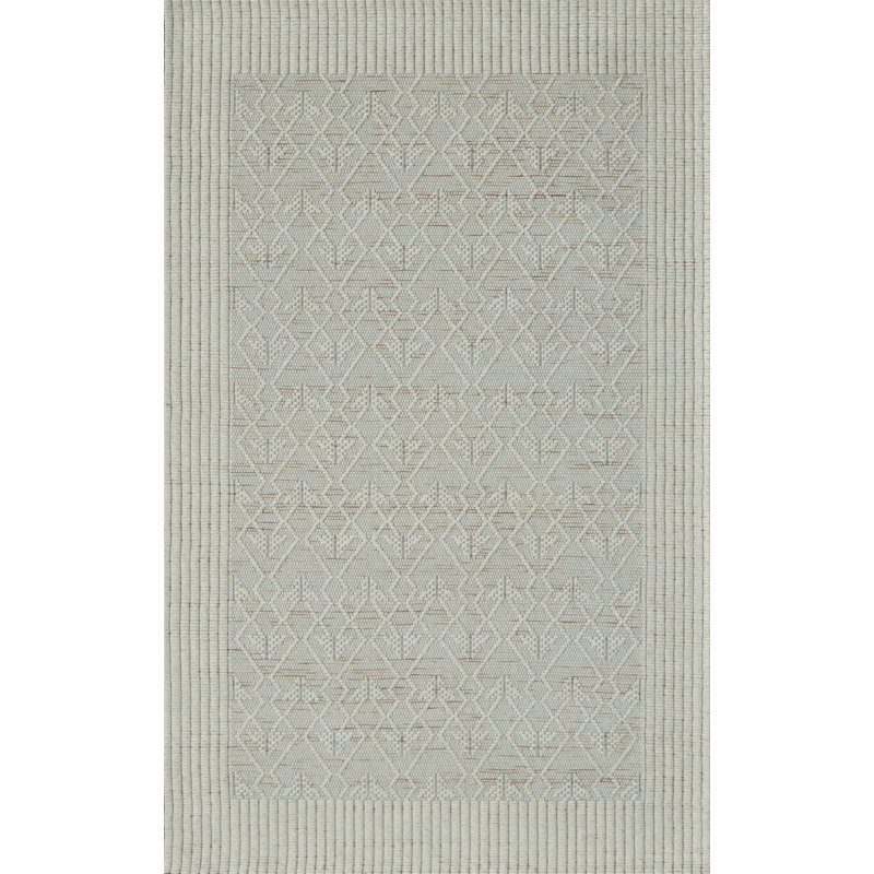 Tapis géométrique beige tissé à la main, Rectangle 8 pi x 10 pi