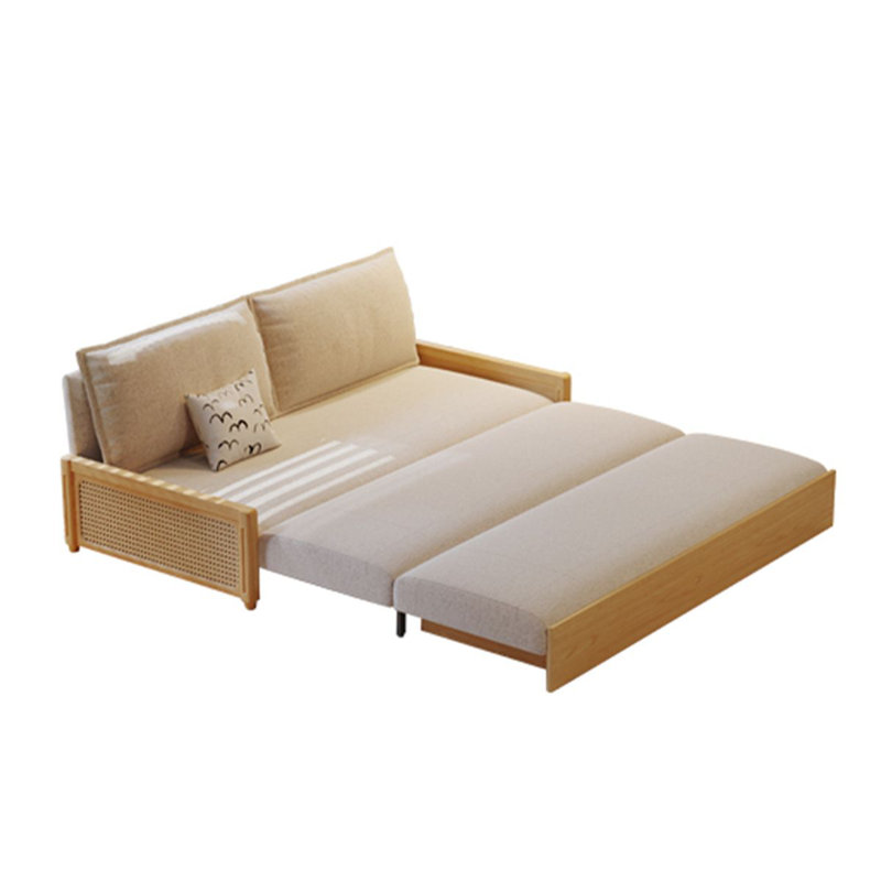 Canapé-lit modulaire en coton et lin blanc crème avec rangement, H 31,5 po x l 62,2 po x P 31,5 po