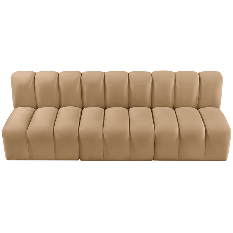 Hrach Upholstered Sectional Reversible, Camel Velvet