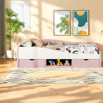 Lits modernes avec rangement, lit de jour simple en velours aggloméré pour enfants