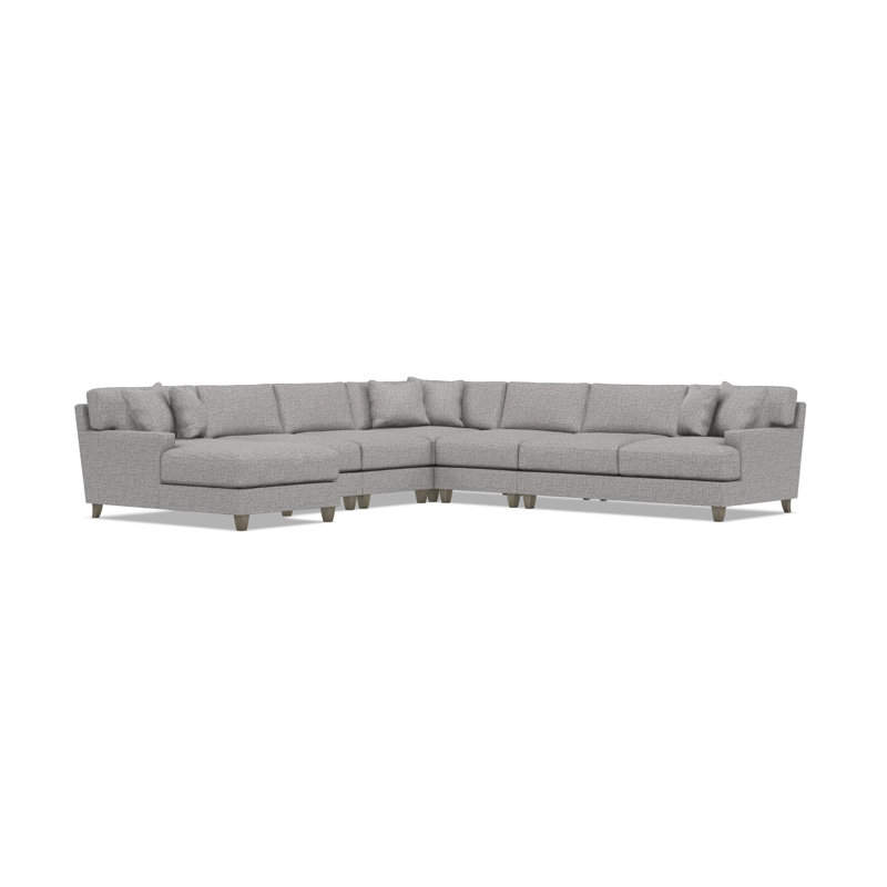 Bernhardt Mila 6-Piece Fabric Sectional, Left Hand Facing, Gray Polyester, 33.5" H x 137" W x 137" D