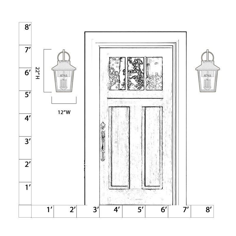 4 LIGHT OUTDOOR WALL SCONCE, 22" H x 12" W x 17.25" D
