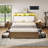Queen Bed Frame With Led Bookcase Headboard-387933827