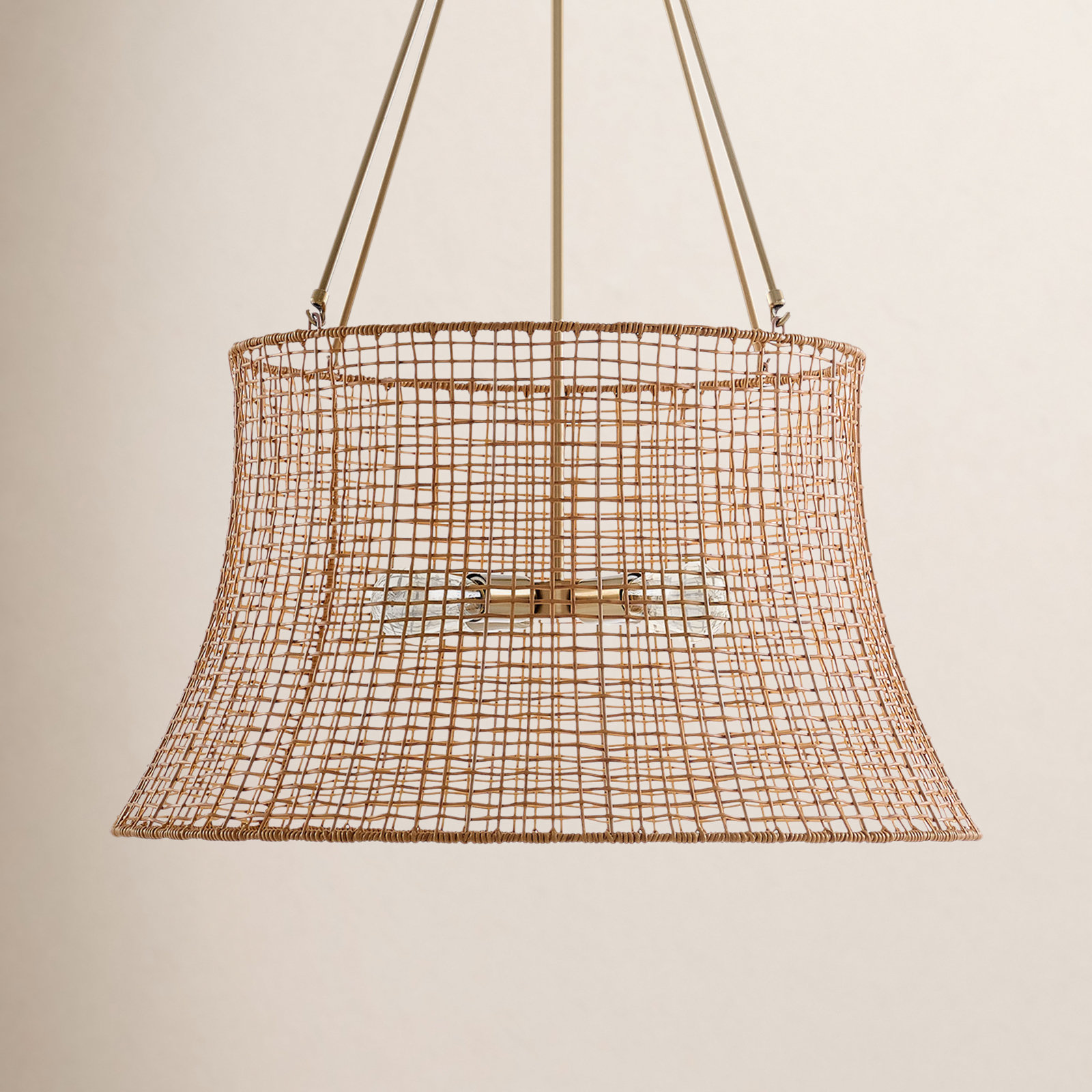 Outdoor Metal Chandelier, Burnished Brass