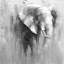 Abstrait éléphant en niveaux de gris - art sur toile industriel blanc