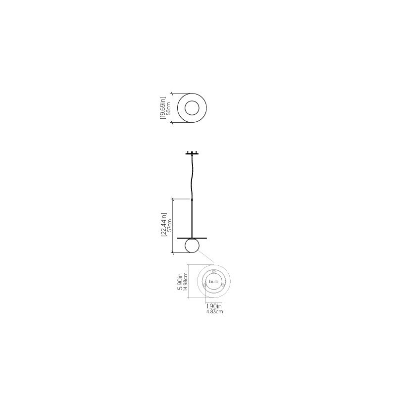 Orbit 1 - Light Pendant, 22.44" H x 19.69" W x 19.69" D, Imbuia
