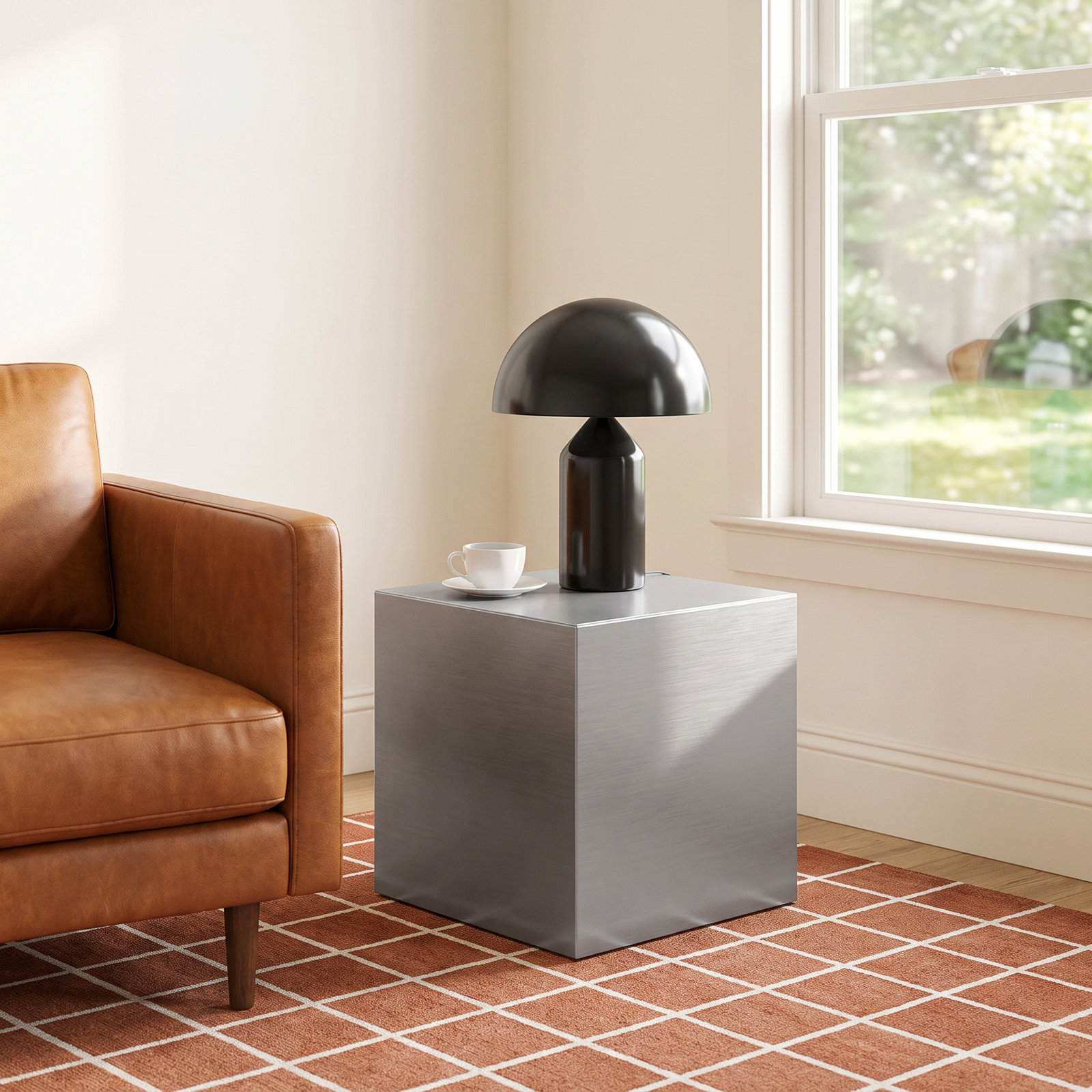Jules End Table, 16" H x 16" W x 16" D, Brushed Metal