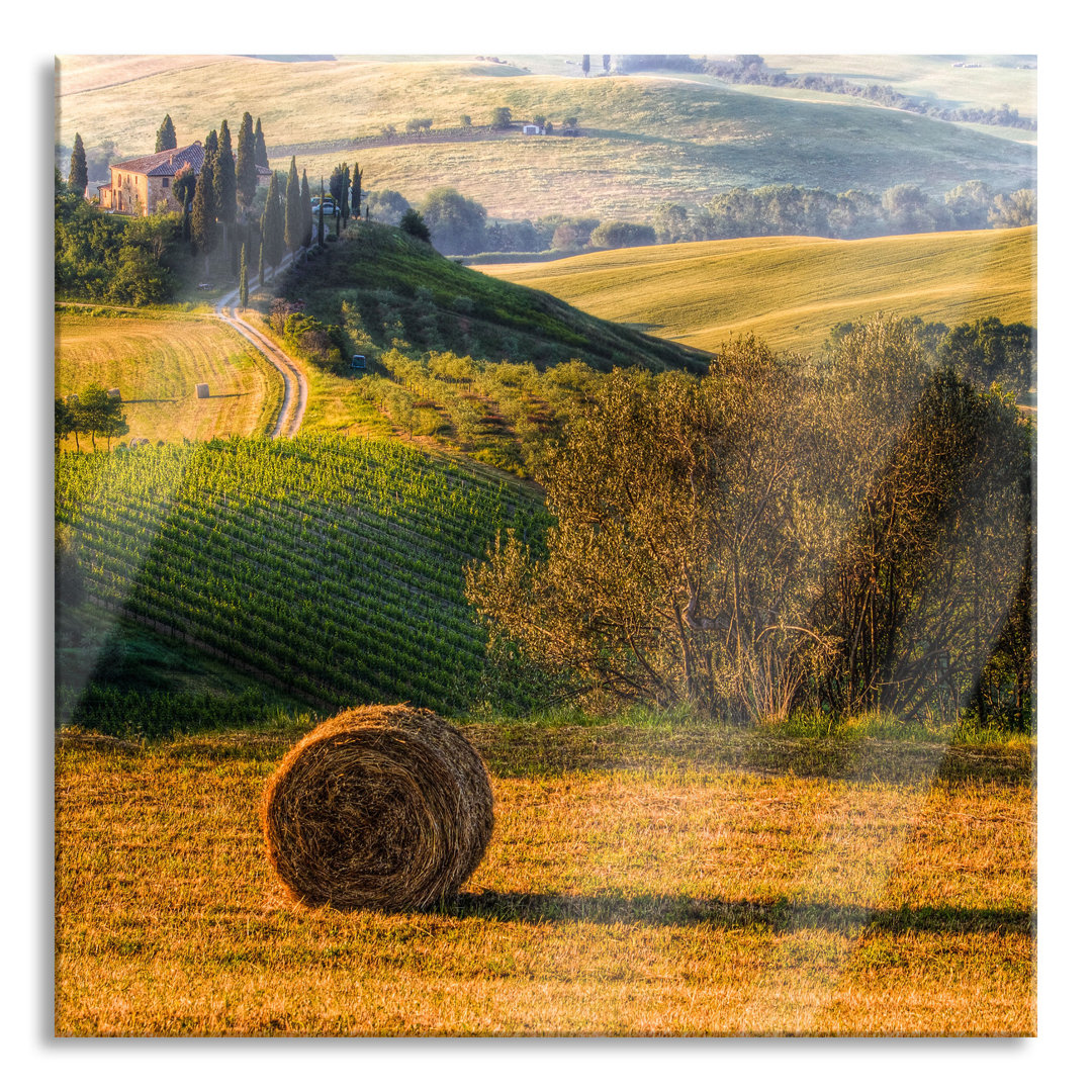 Glasbild Italienische Toskana Landschaft