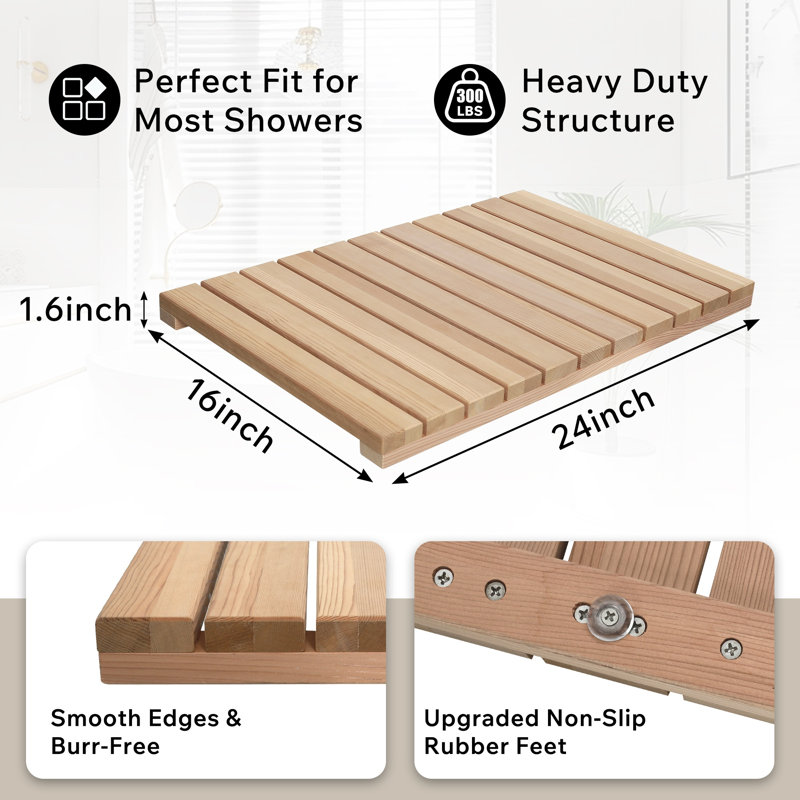 Non-Slip Slatted Wooden Bath Mat