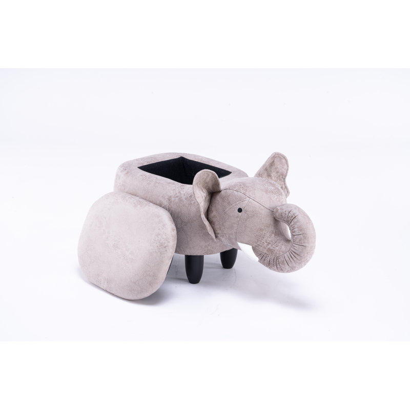 Bough 15.75" Wide Faux Leather Elephant Storage Ottoman